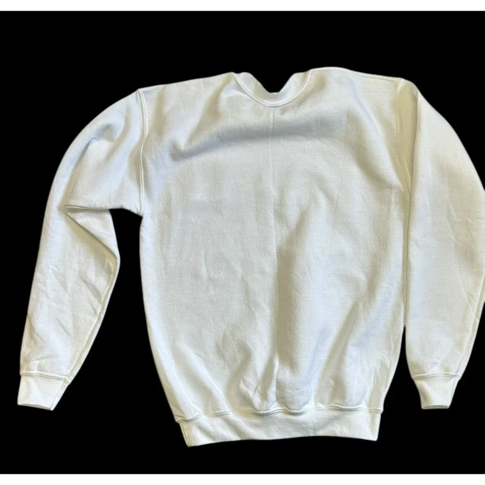 Gildan Youth XL White Sweatshirt Raised FAITH‎ Letters Multicolor Christian Gift